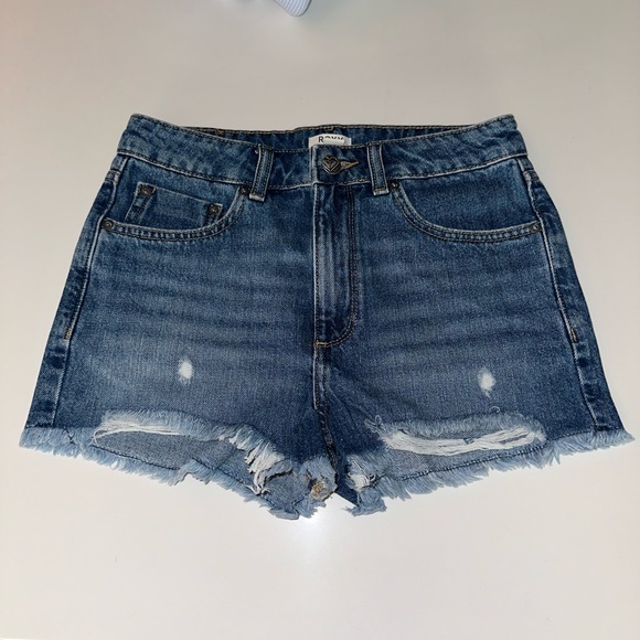 ROXY “New Swell” distressed denim blue jean cutoff boho shorts 25 26 27 - Picture 4 of 8